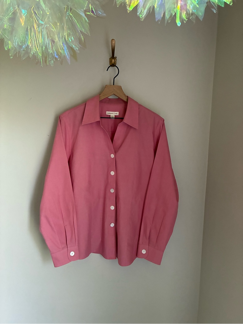 Vintage 90s Butter Mom Coldwater Creek Pink Button Down Top Size 1X